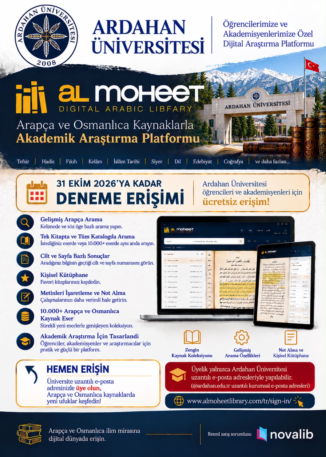 Al-Moheet Digital Arabic Library Deneme Erişimine Açılmıştır