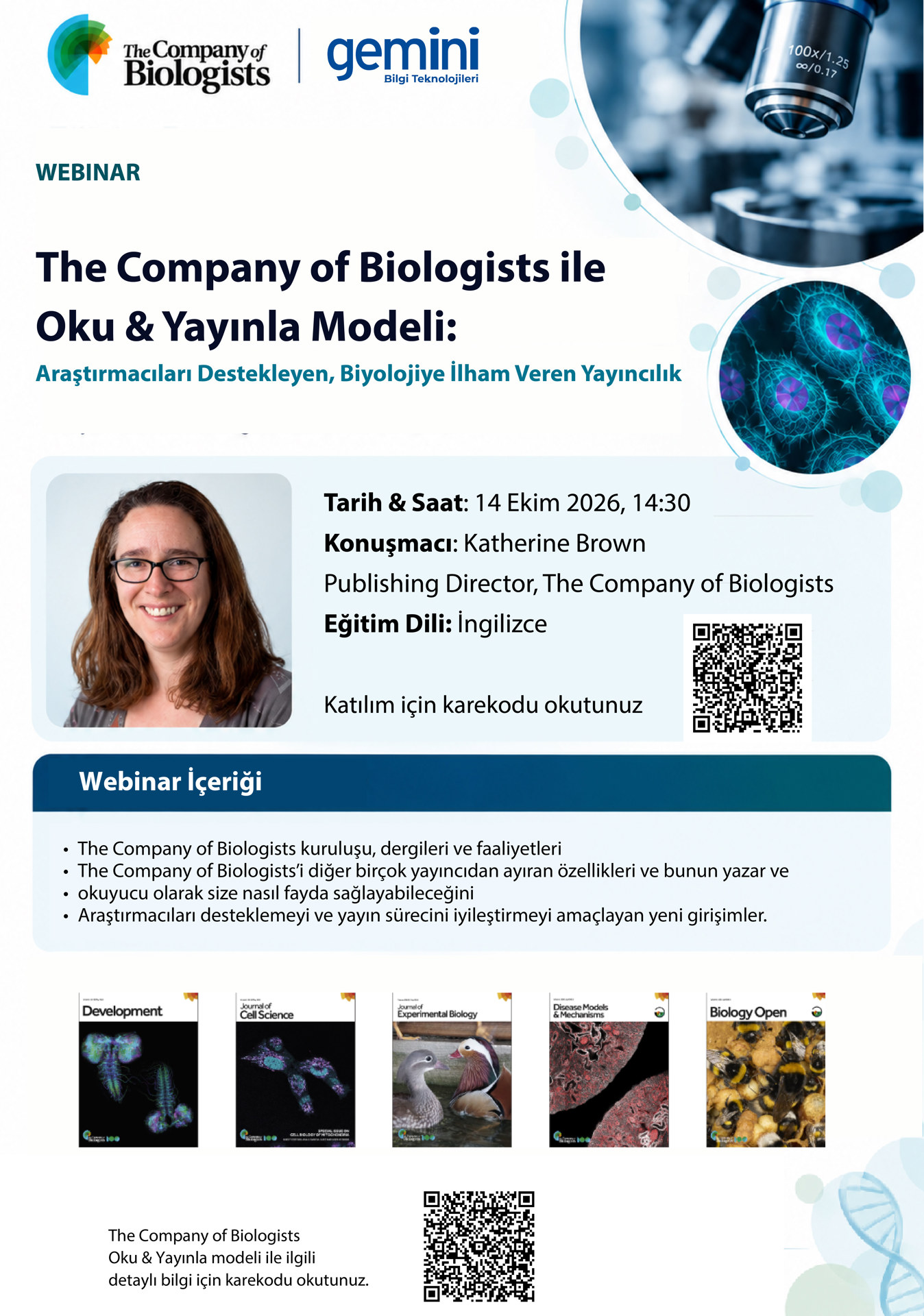 The Company of Biologists ile Oku & Yayınla Modeli WEBİNAR DUYURUSU